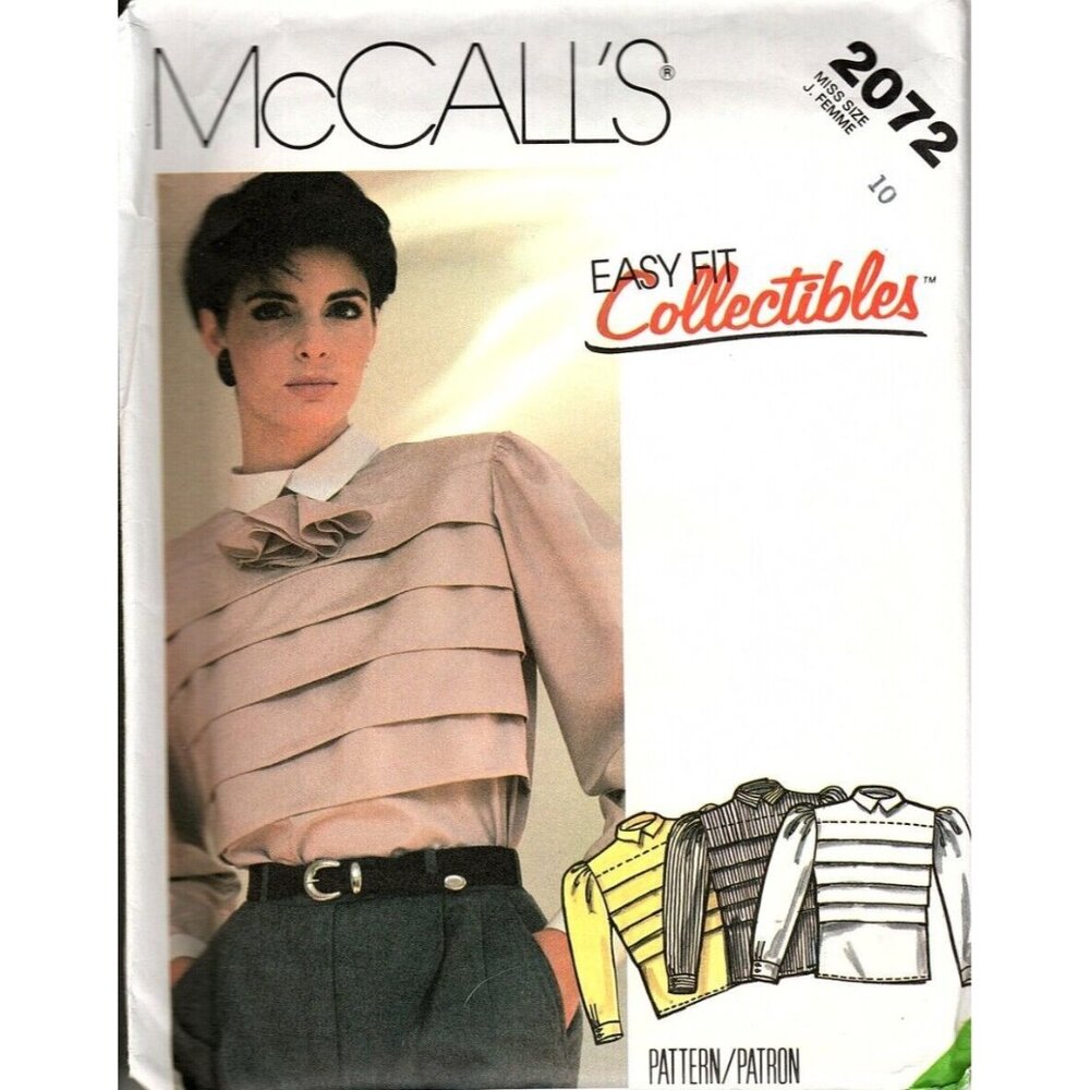 McCall's 2072 Misses 10 Back Button Top with Tie Vintage Uncut Sewing Pattern